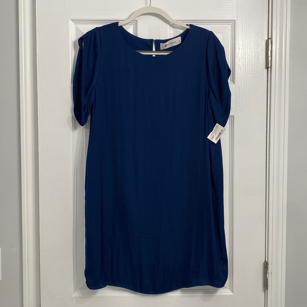 Blue Satin Shift Dress